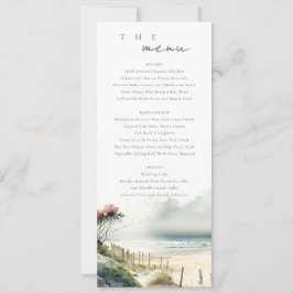 Cute Coastal Sand Beach Seascape Wedding Programme Kaart