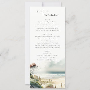 Cute Coastal Sand Beach Seascape Wedding Programme Kaart