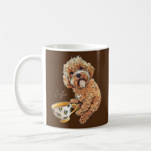 Cute Cockapoo Coffee Bee Funny Dog Art Koffiemok (Links)