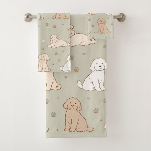 Cute Cockapoo Puppy Handdoekenset Hond Liefhebber Bad Handdoek (Insitu)
