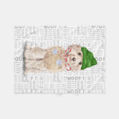 Cute Cockapoo Santa Dog Kerstmis Fleece Deken (Voorkant (Horizontaal))