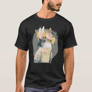 Cute Cockatau Parrot Bird Flower Crown Pet Birds T-shirt