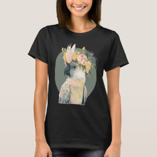 Cute Cockatau Parrot Bird Flower Crown Pet Birds T-shirt