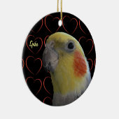 Cute Cockatiel and Hearts Keramisch Ornament (Rechts)