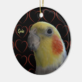 Cute Cockatiel and Hearts Keramisch Ornament (Links)