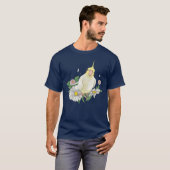 Cute Cockatiel Floral Illustration T-shirt (Voorkant volledig)