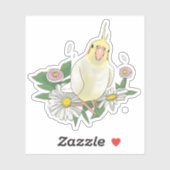 Cute Cockatiel Floral Sticker (Vel)