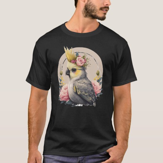 Cute Cockatiel Parrot Bird Flower Crown Pet Birds T-shirt (Voorkant)