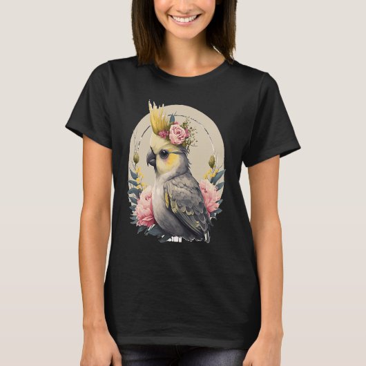 Cute Cockatiel Parrot Bird Flower Crown Pet Birds T-shirt (Voorkant)