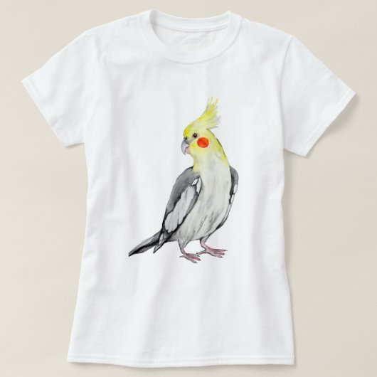Cute Cockatiel parrot waterverf T-shirt (Design voorkant)