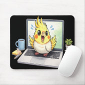 Cute Cockatiel Vogel op Laptop Muismat (Met muis)
