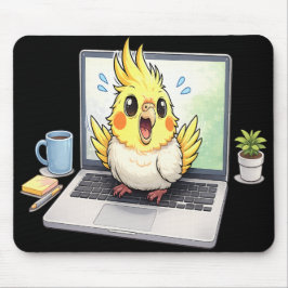 Cute Cockatiel Vogel op Laptop Muismat