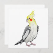 Cute Cockatiel Waterverf Parrot. (Voorkant / Achterkant)