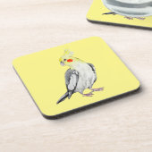 Cute Cockatiel Waterverf Parrot. Bier Onderzetter (Linkerzijde)