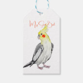 Cute Cockatiel Waterverf Parrot. Cadeaulabel (Voorkant)