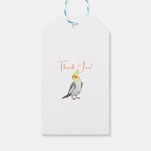 Cute Cockatiel Waterverf Parrot. Cadeaulabel (Achterkant)