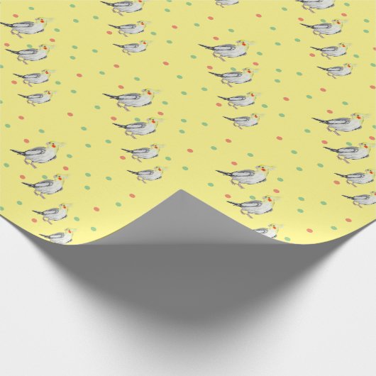 Cute Cockatiel Waterverf Parrot. Cadeaupapier (Hoek)