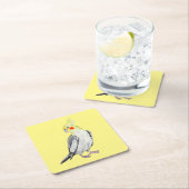 Cute Cockatiel Waterverf Parrot. Kartonnen Onderzetters (Insitu)