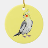 Cute Cockatiel Waterverf Parrot. Keramisch Ornament (Voorkant)