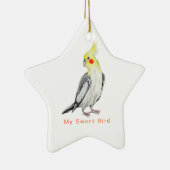 Cute Cockatiel Waterverf Parrot. Keramisch Ornament (Rechts)