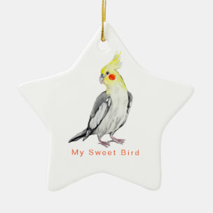 Cute Cockatiel Waterverf Parrot. Keramisch Ornament