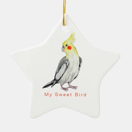 Cute Cockatiel Waterverf Parrot. Keramisch Ornament (Voorkant)