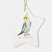 Cute Cockatiel Waterverf Parrot. Keramisch Ornament (Links)
