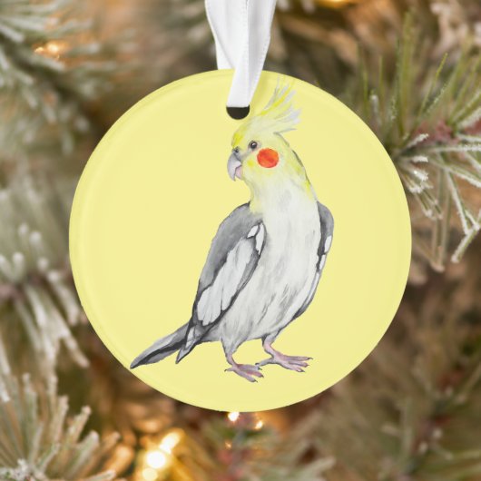 Cute Cockatiel Waterverf Parrot. Ornament (Boom)