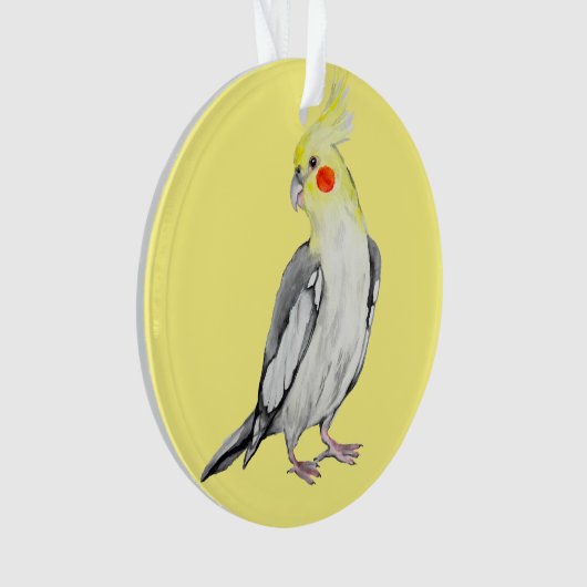 Cute Cockatiel Waterverf Parrot. Ornament (voorkant)