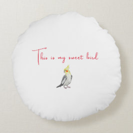 Cute Cockatiel waterverf parrot. Rond Kussen