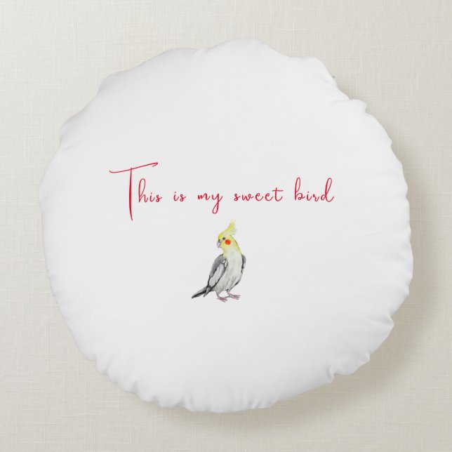Cute Cockatiel waterverf parrot. Rond Kussen (Achterkant)