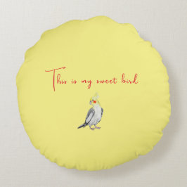 Cute Cockatiel waterverf parrot. Rond Kussen