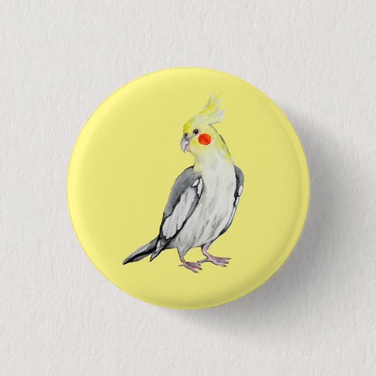 Cute Cockatiel Waterverf Parrot. Ronde Button 3,2 Cm (Voorkant)