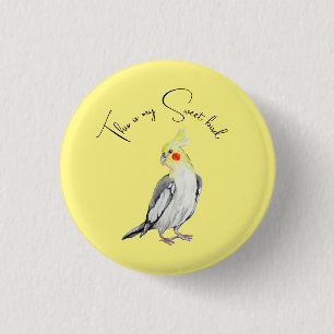 Cute Cockatiel waterverf parrot. Ronde Button 3,2 Cm
