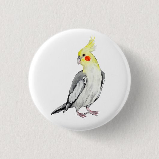 Cute Cockatiel Waterverf Parrot. Ronde Button 3,2 Cm (Voorkant)