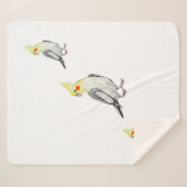 Cute Cockatiel Waterverf Parrot. Sherpa Deken (Voorkant (horizontaal))