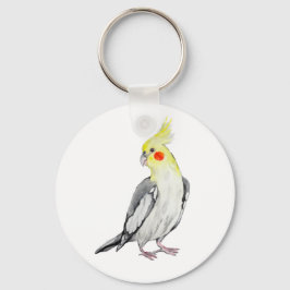 Cute Cockatiel Waterverf Parrot. Sleutelhanger