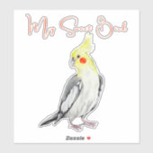 Cute Cockatiel Waterverf Parrot. Sticker (Vel)