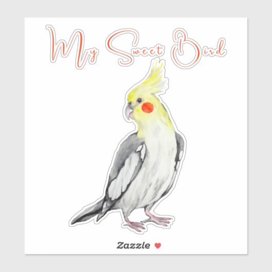 Cute Cockatiel Waterverf Parrot. Sticker (Vel)
