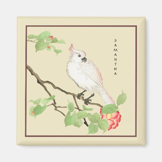 Cute Cockato  Japanse Camellia Magnet (Voorkant)