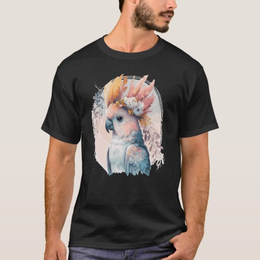 Cute Cockatoo Parrot Bird Flower Crown Pet Birds   T-shirt (Voorkant)