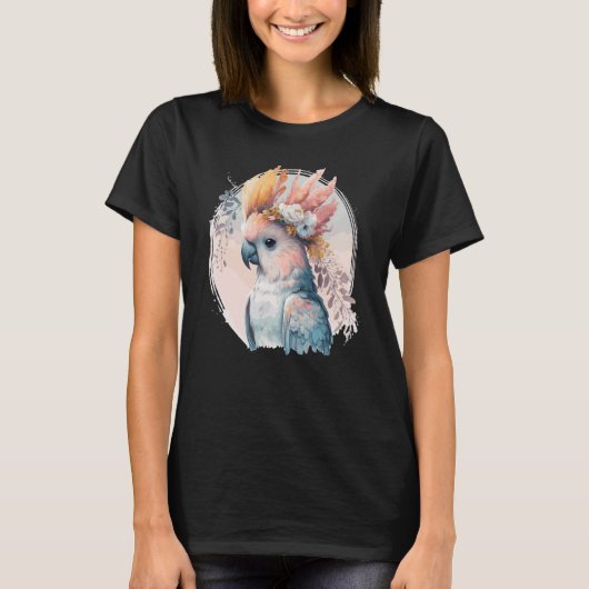 Cute Cockatoo Parrot Bird Flower Crown Pet Birds   T-shirt (Voorkant)
