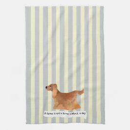 Cute cocker spaniel blue crème striped theedoek