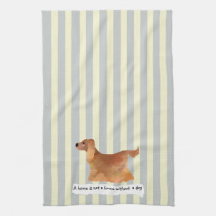 Cute cocker spaniel blue crème striped theedoek