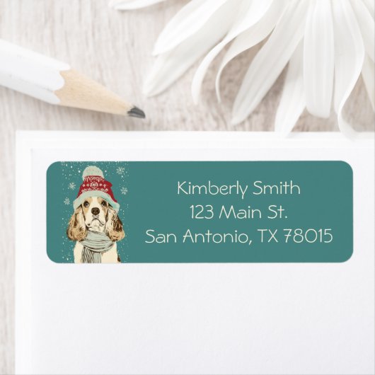 Cute Cocker Spaniel Christmas Return Address  Etiket (Insitu)