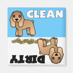 Cute Cocker Spaniel Clean Dirty Dishwasmachine Mag Magneet