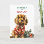 Cute Cocker Spaniel Dog Looks for Santa Feestdagen Kaart (Voorkant)