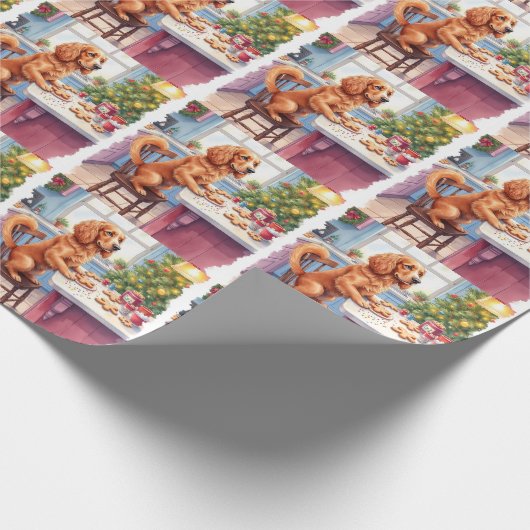 Cute Cocker Spaniel Gingerbread Baking Christmas Cadeaupapier (Hoek)