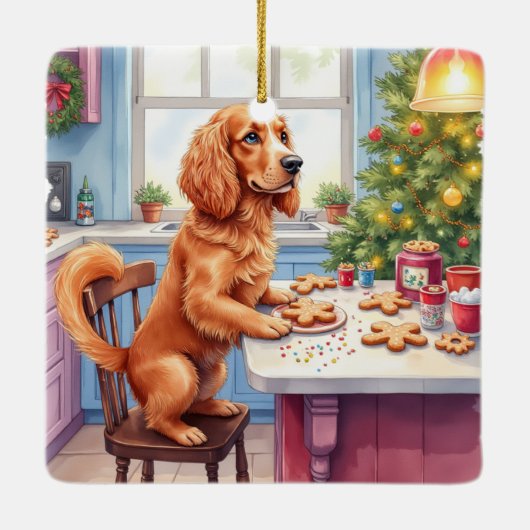 Cute Cocker Spaniel Gingerbread Baking Christmas Keramisch Ornament (Achterkant)