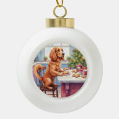 Cute Cocker Spaniel Gingerbread Baking Christmas Keramische Bal Ornament (Voorkant)